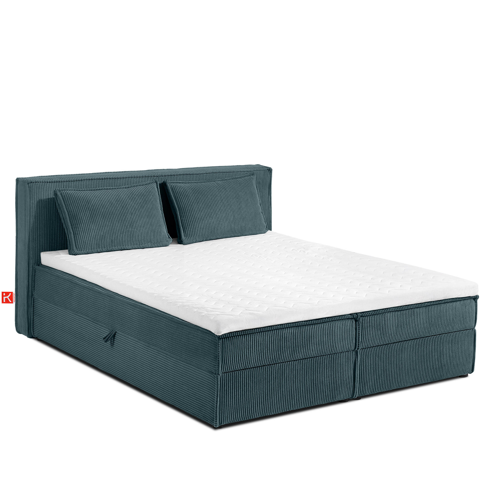 BOXSPRINGBETT ROTI mit Stauraum, blau - Blau/Schwarz, Holz/Holzwerkstoff (160/200cm) - KONSIMO®