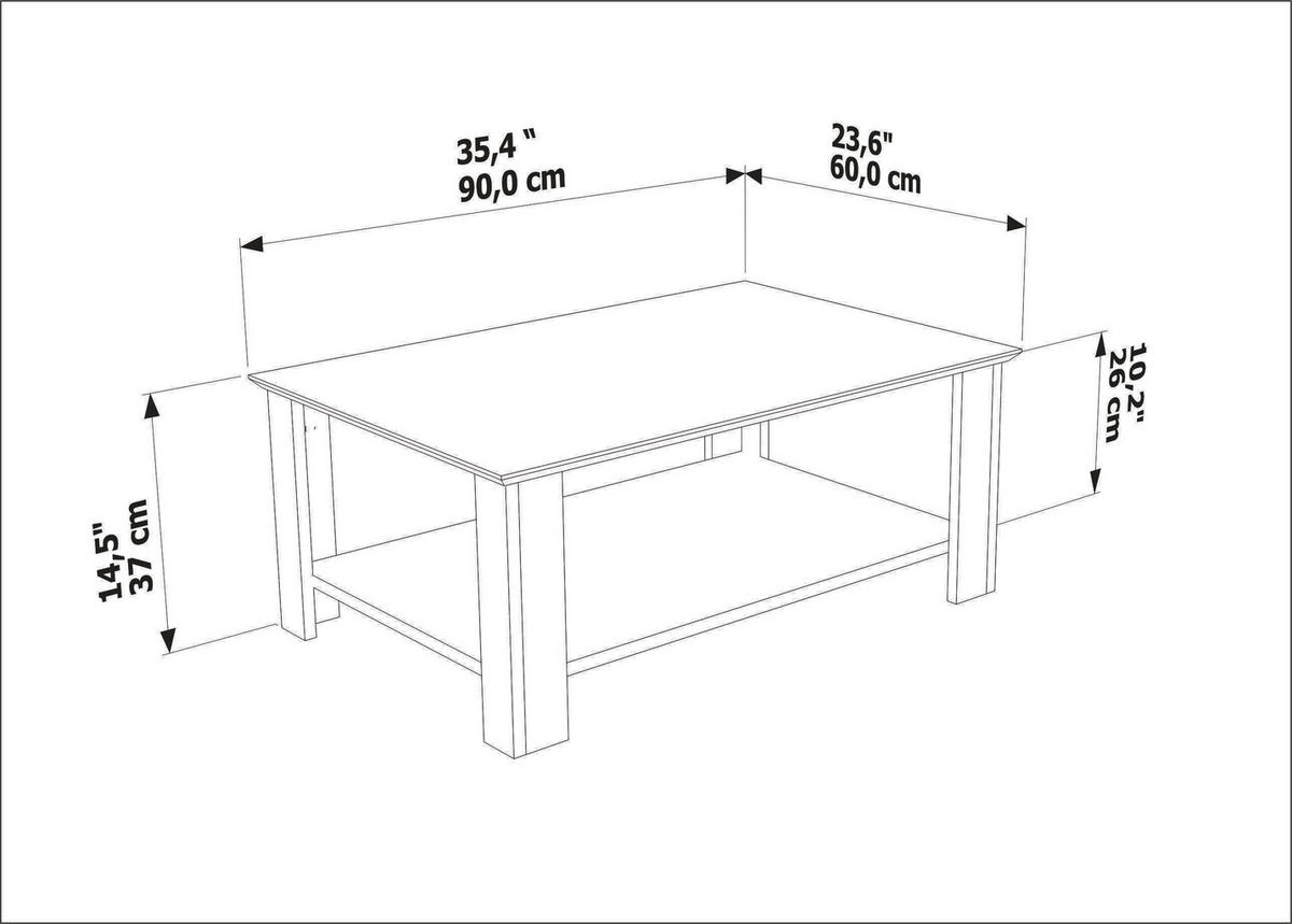 COUCHTISCH Leroy Travertin - Creme, Holzwerkstoff (90/60/37cm) - Decorotika