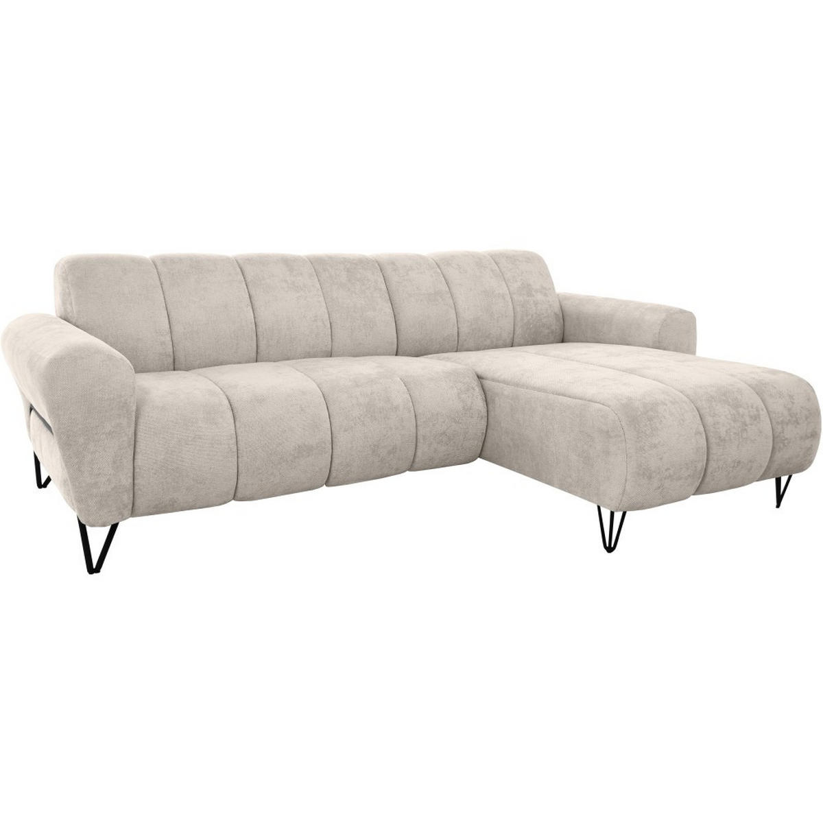 ECKSOFA Volare Mini ohne Schlaffunktion beige rechts, Storm-Stoff - Beige/Schwarz, Textil/Metall (256/165cm) - Beautysofa