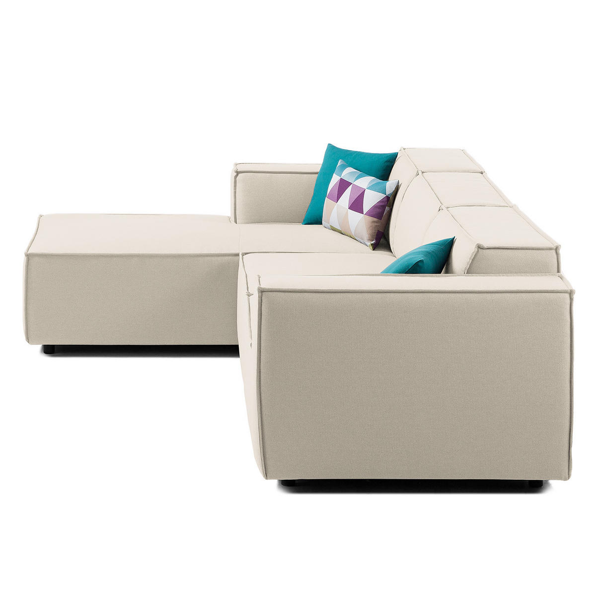 ECKSOFA mit Longchair - Schwarz/Weiß, Kunststoff/Textil (294/177cm) - home24