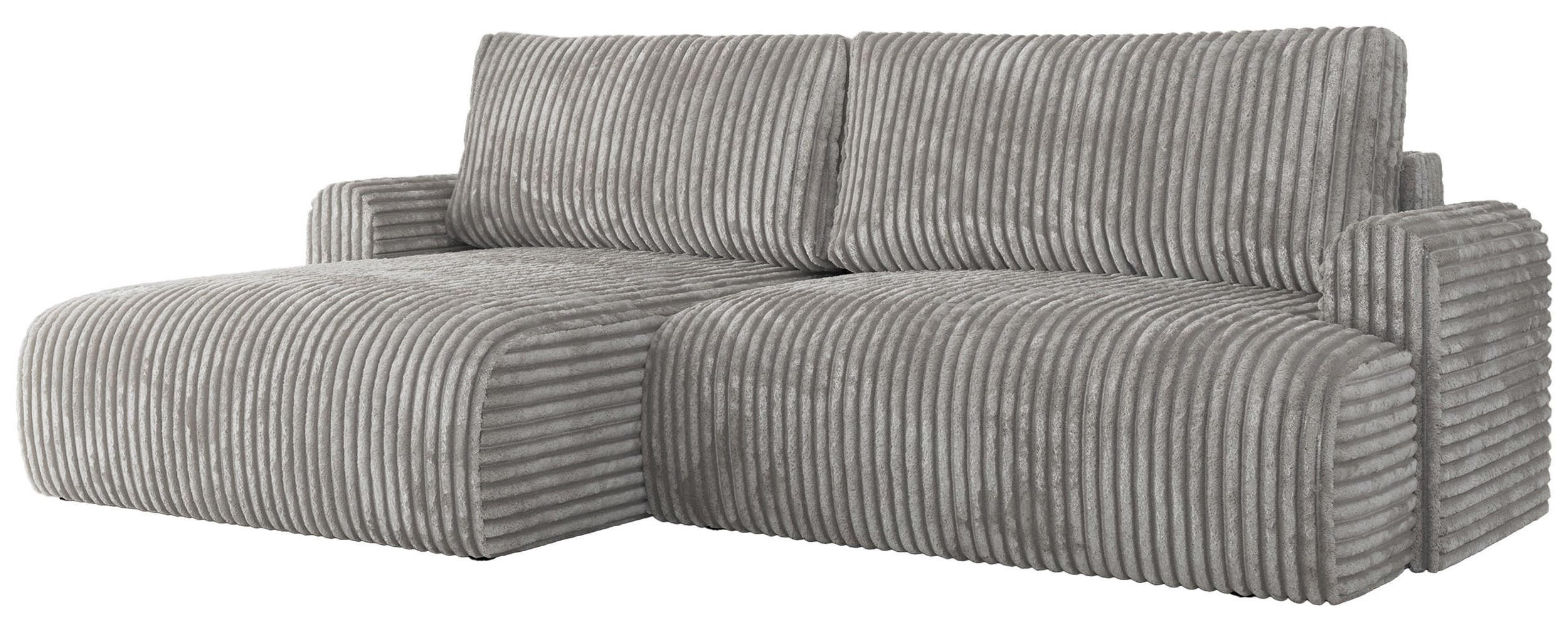 ECKSCHLAFSOFA TONO L Grau Cord - links - Schwarz/Grau, Kunststoff/Textil (260/150cm) - MKS