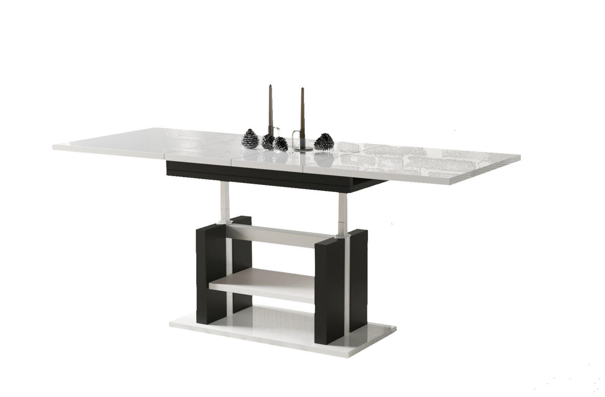 COUCHTISCH Dior höhenverstellbar ausziehbar bis 170 cm - Weiß Hochglanz, Holzwerkstoff (110/65/58cm) - Endo-Moebel