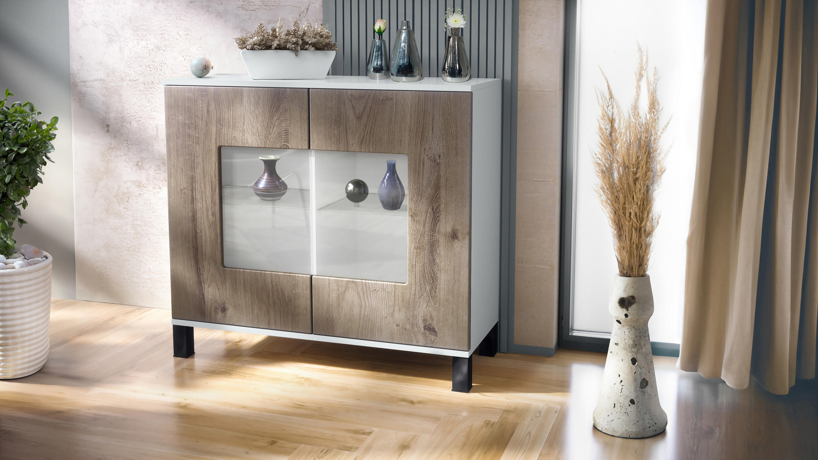 KOMMODE Grömitz Eiche Ribbeck - Alteiche, Holzwerkstoff (92.5/84.5/35cm) - Vladon