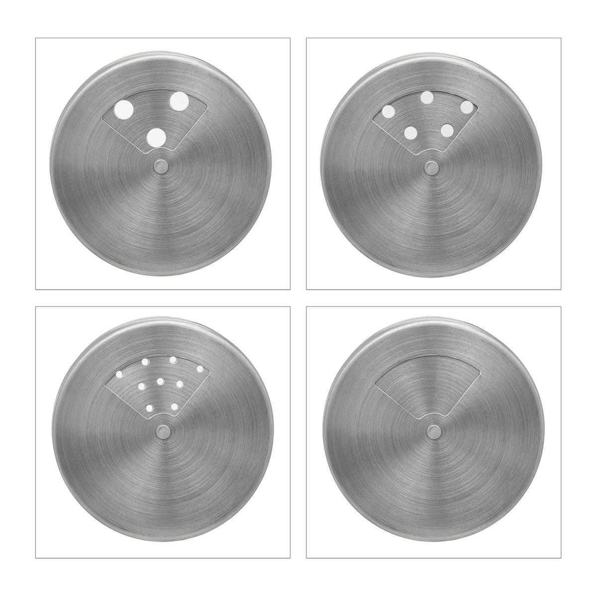 6XGEWÜRZSTREUER - Silberfarben, Glas/Metall (7/11/7cm) - Relaxdays