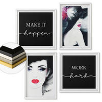 WANDBILDER 4er-Set - 50x50 cm & 40x60 cm Weißer Rahmen - Porträts von Frauen mit Lippen - Weiß, Kunststoff (50/50cm) - ArtPrintCave