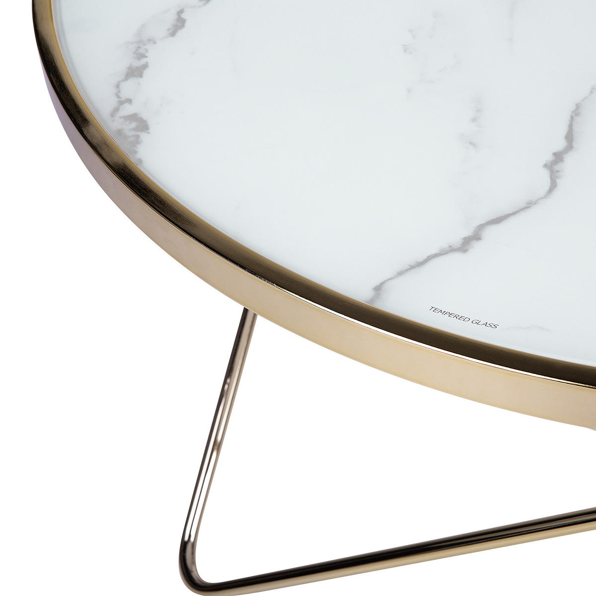 COUCHTISCH Marmor Optik weiß/gold 80 cm Meridian - Goldfarben/Weiß, Glas (80/80/40cm) - Beliani