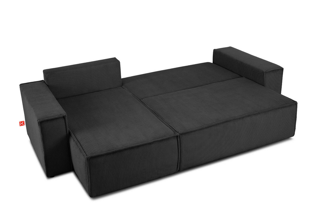 ECKSOFA-LINKS/RECHTS NAPI Schlaffunktion mit Cordbezug, dunkelgrau - Dunkelgrau/Schwarz, Textil (262/148cm) - KONSIMO®