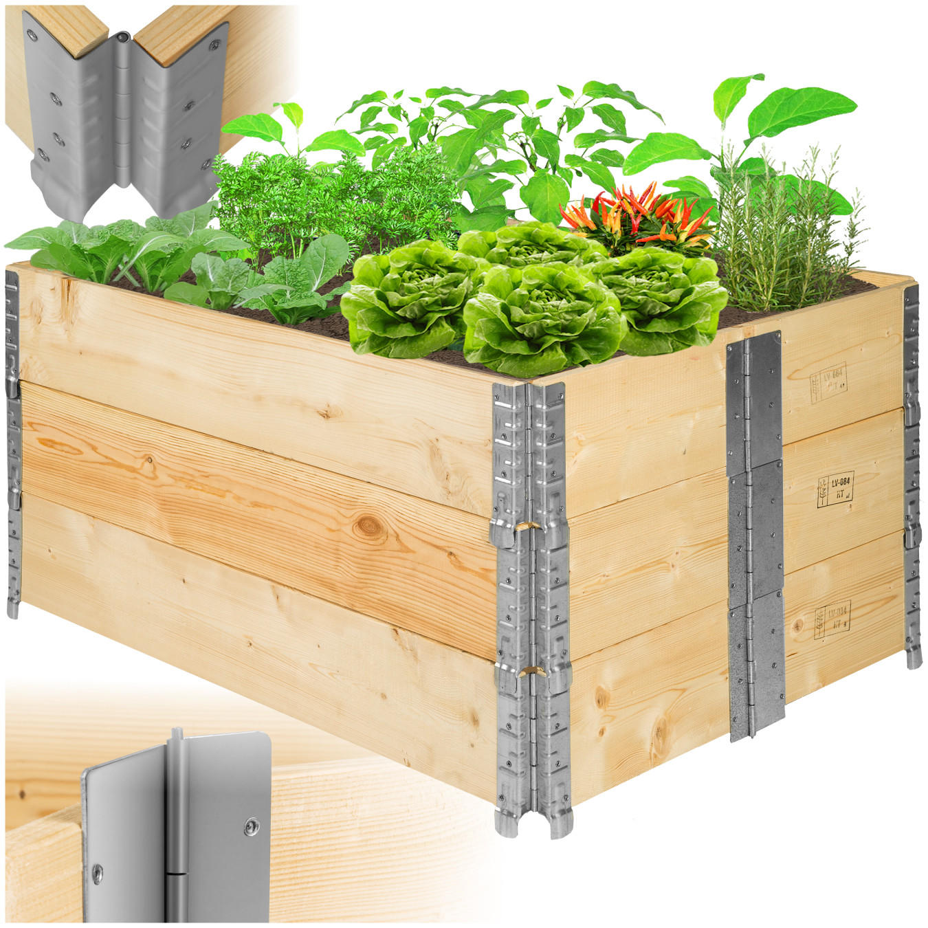 HOCHBEET 3er Set, 120 x 80 x 19 cm, holzdekor - Eiche Artisan, Holz (80/19/120cm) - tectake