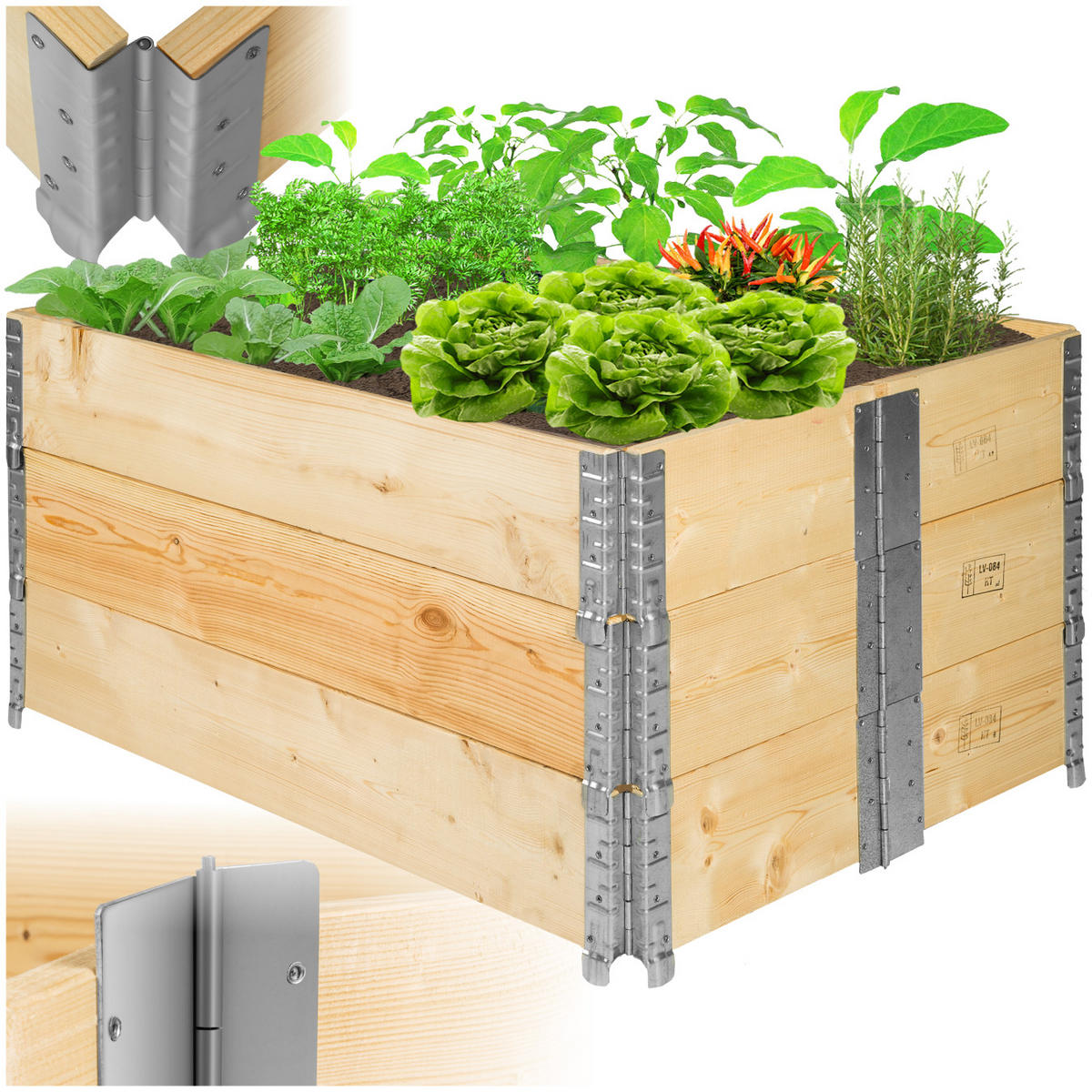 HOCHBEET 3er Set, 120 x 80 x 19 cm, holzdekor - Eiche Artisan, Holz (80/19/120cm) - tectake