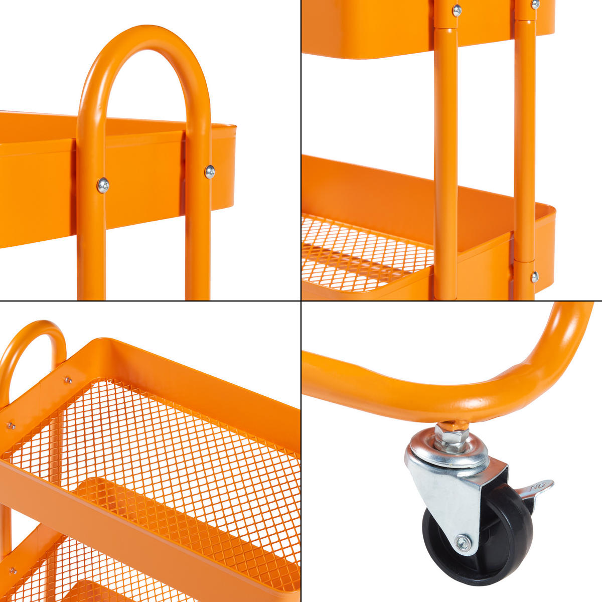 SERVIERWAGEN Pyhäntä - Orange, Metall (46/78.5/35cm) - [en.casa]