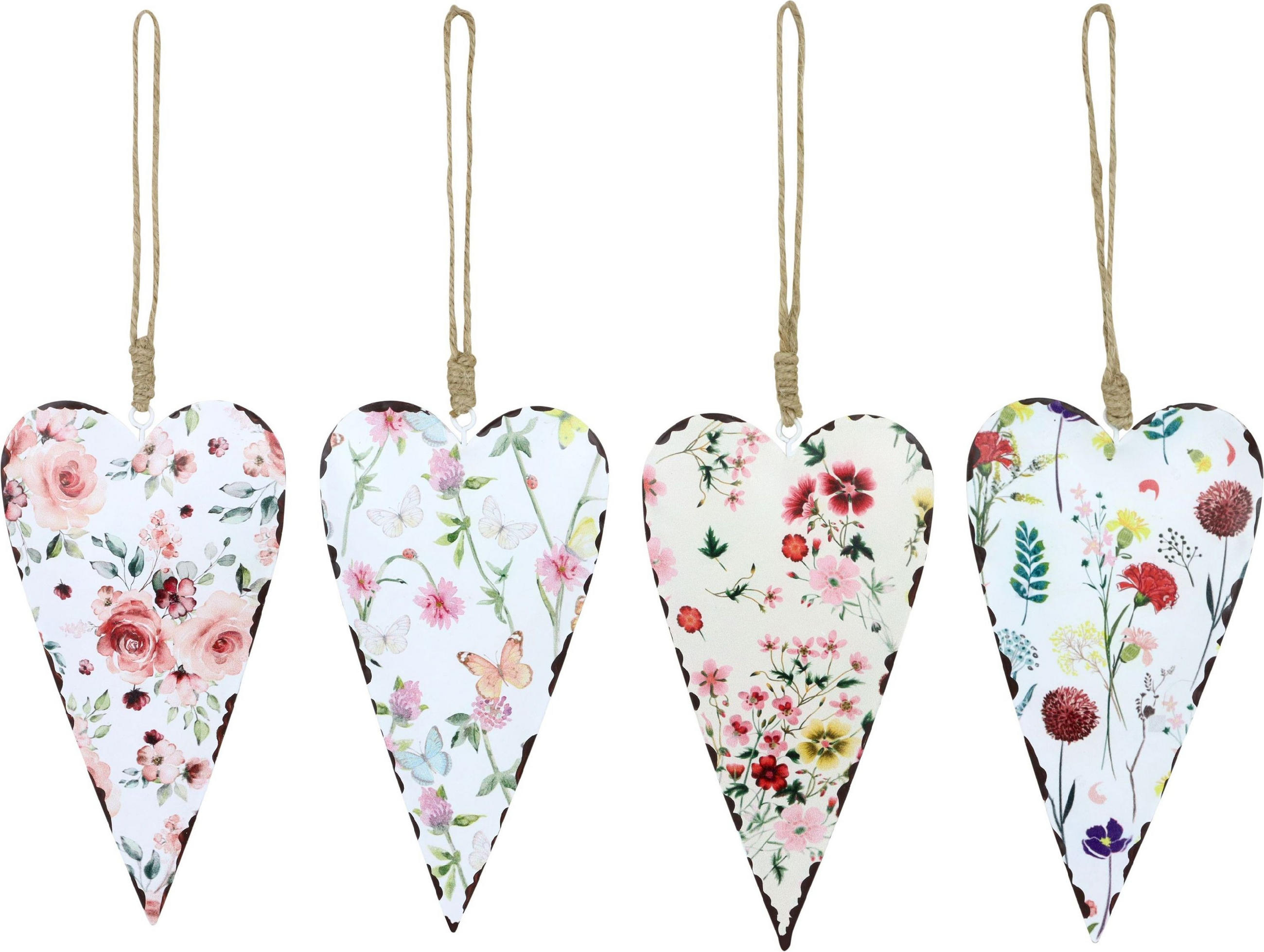 ZIERHERZEN Flower Meadow 4er-Set - Multicolor, Metall (9.5/18/2cm) - FURNARO