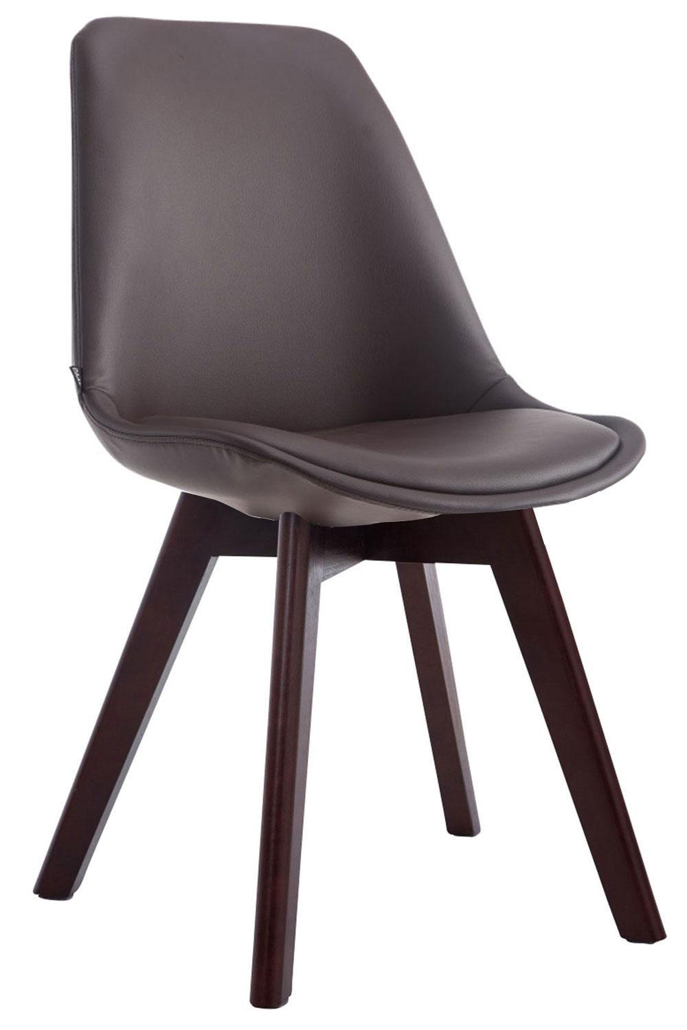 STUHL Lederlook Braun - Walnussfarben/Braun, Holz/Textil (48/84/55cm) - CLP