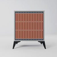 SIDEBOARD HYPNOTIC GATE, Grau, 57,5x42x70,5 cm, Schwarze Metall-Sternfüße - Multicolor/Schwarz, Holzwerkstoff/Metall (57.5/70.5/42cm) - SpaceRebels