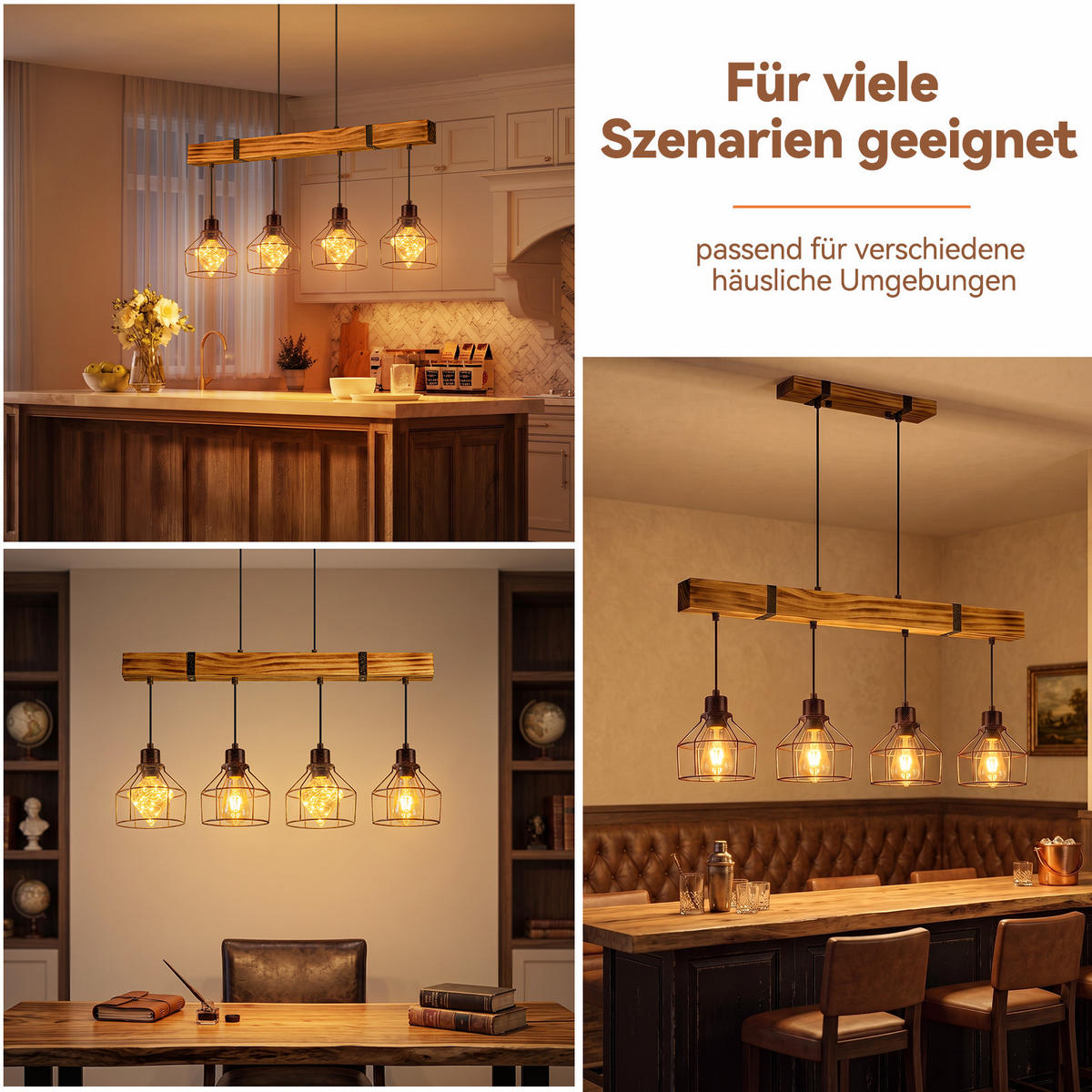 PENDELLEUCHTE Sylthar 80/15/170 cm - Schwarz/Braun, Holz/Metall (80/15/170cm) - ZMH