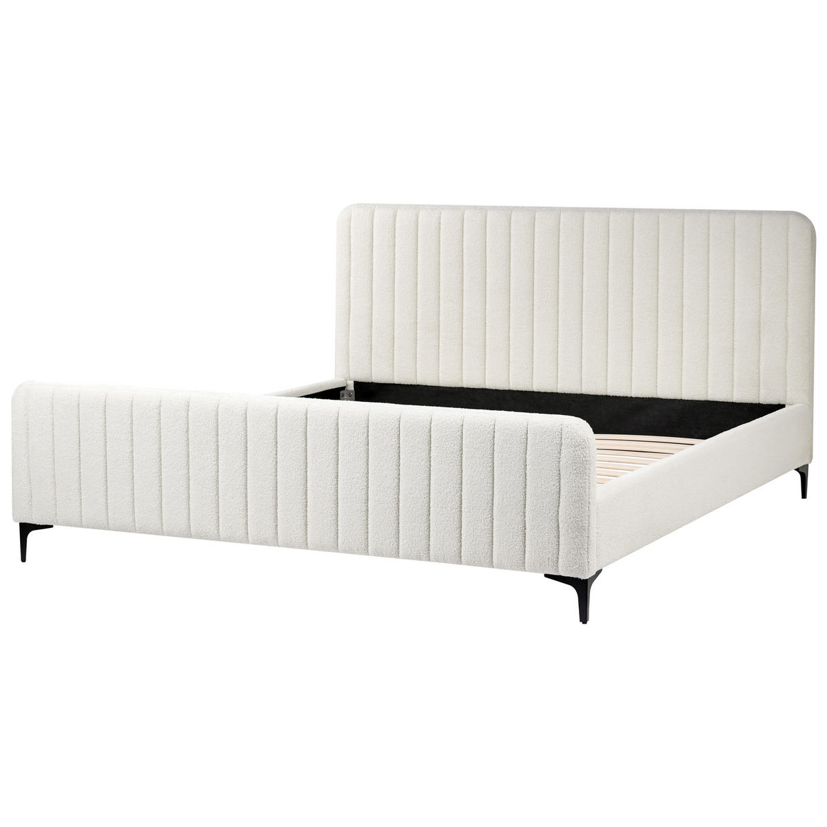 POLSTERBETT mit Lattenrost 180x200 cm Weiß Lunan - Creme, Textil (180/200cm) - Beliani