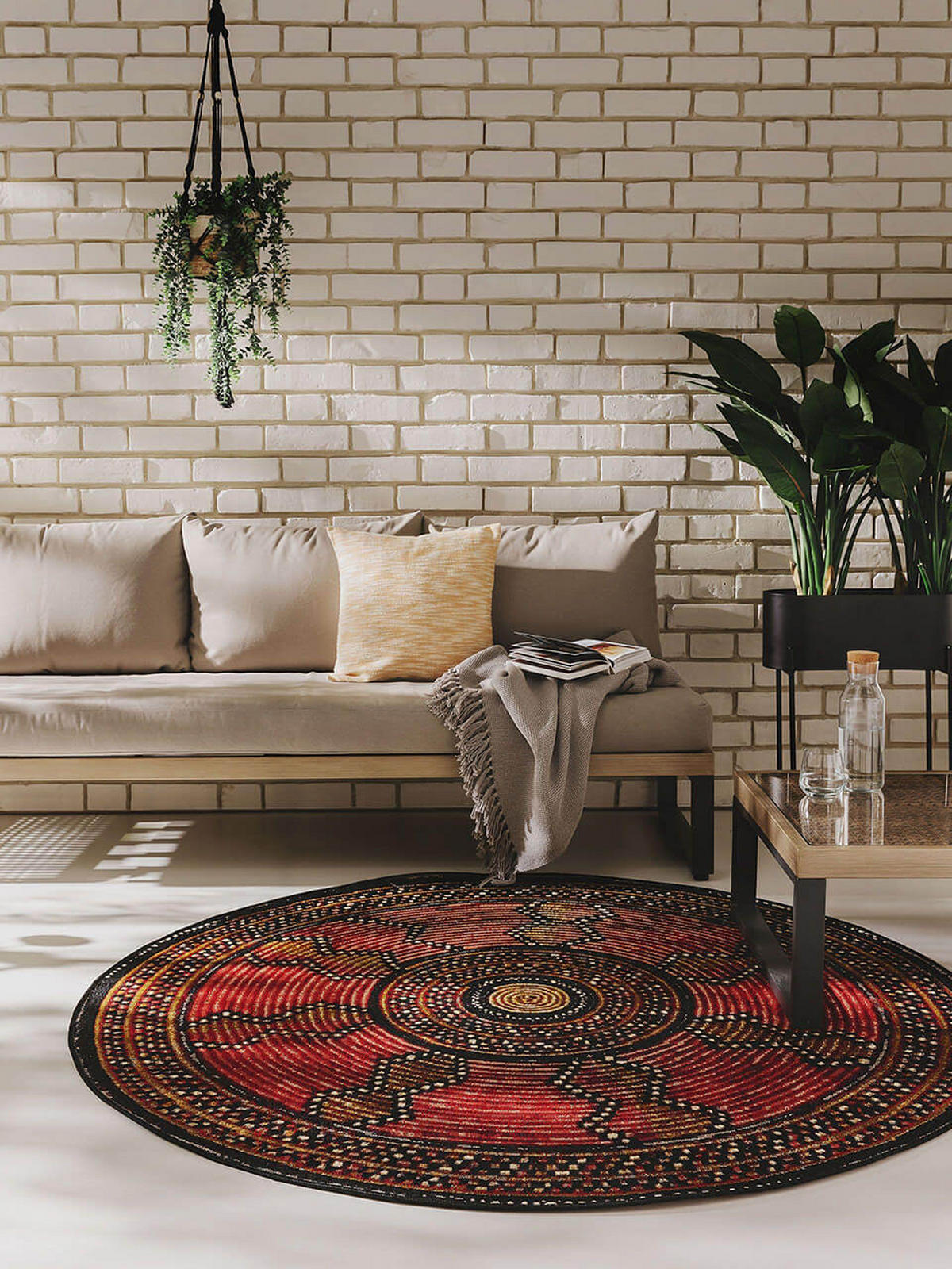 OUTDOORTEPPICH rund Artis Rot ø 160 cm rund - Rot, Kunststoff/Textil (160/1cm) - KUNSTLOFT