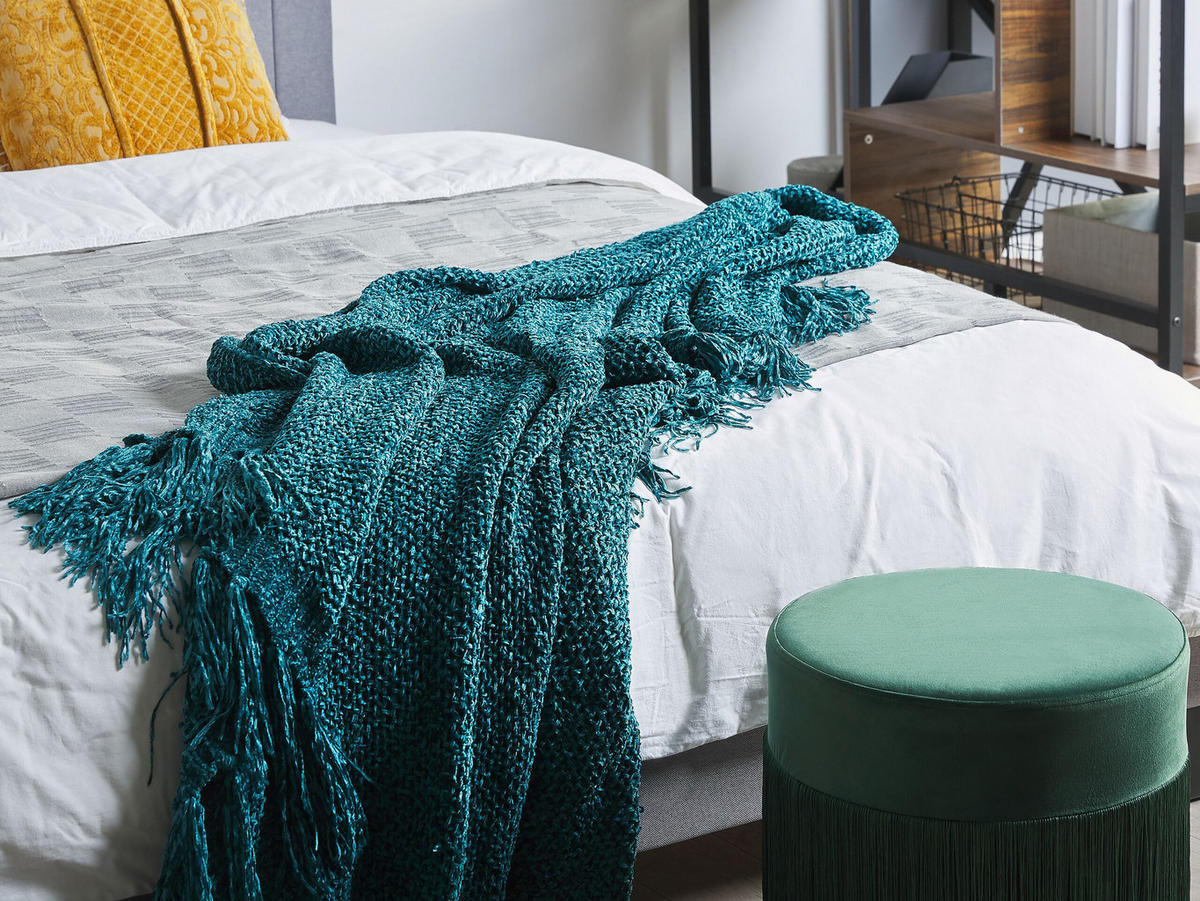 DECKE Smaragdgrün Hamat 150/200 cm - Smaragdgrün, Textil (150/200cm) - Beliani
