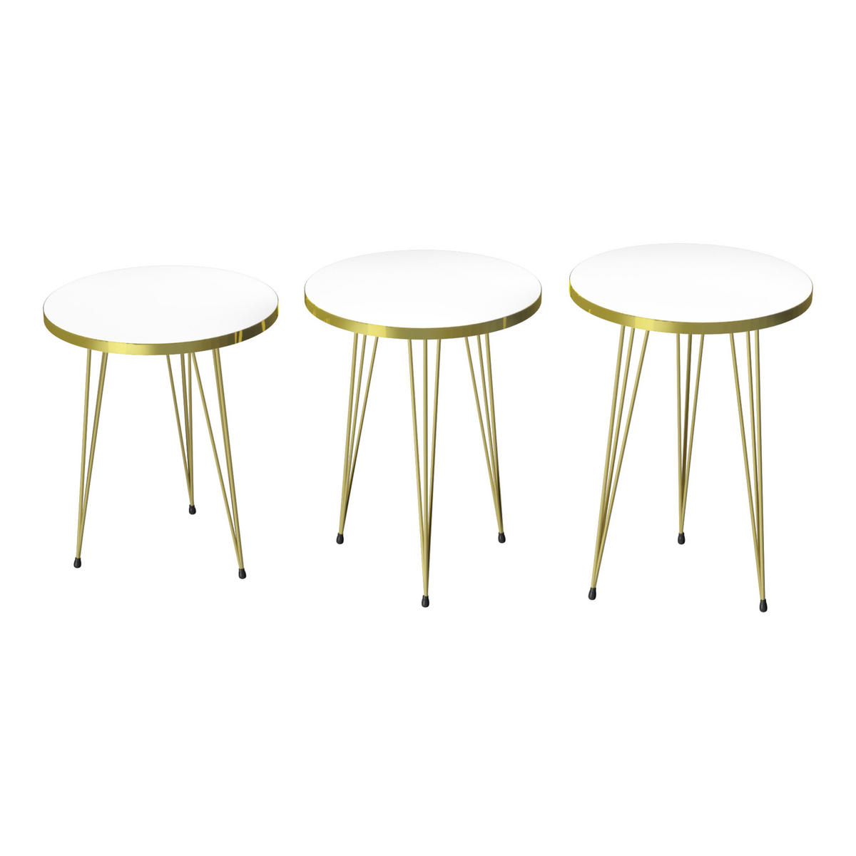 SATZTISCH Ry im 3er Set - Goldfarben, Metall (34/34/55cm) - [en.casa]