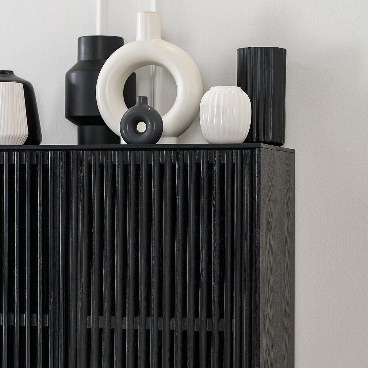 SCHRANK - Esche teilmassiv - Eschefarben/Schwarz, Holz (80/160/40cm) - home24