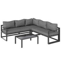 3-TLG. Gartenmöbel-Set 4-stufig verstellbar Gartenliege Sitzgruppe Alu Grau - Multicolor, Metall - Outsunny