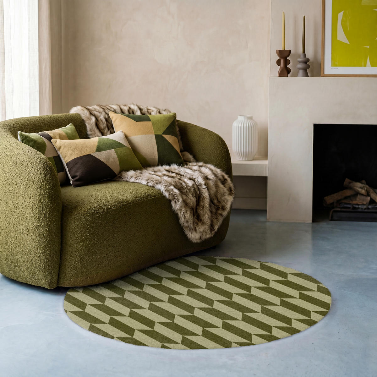 KOBERCE - Vzor - abstraktný - zelený - lietadlá - 90x90 cm - olivovozelená, textil/plast (90/0.4cm) - OnlyWow