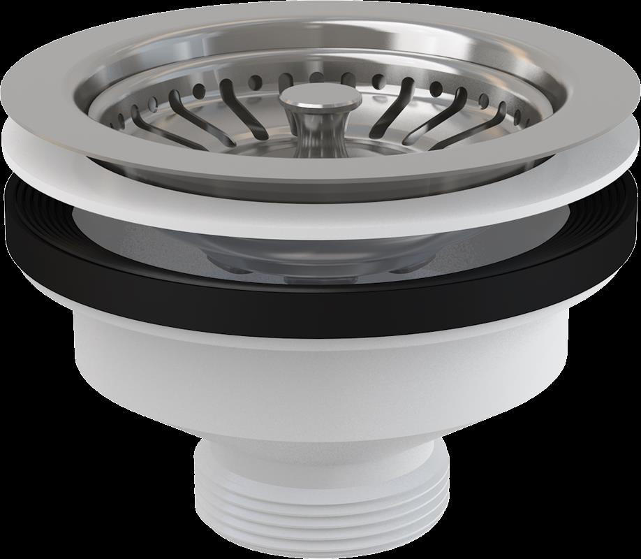 ABLAUFVENTIL für Spülbecken 6/4" mit einem Edelstahlgitter DN115 - Schwarz, Metall (12/7/12cm) - Alcadrain