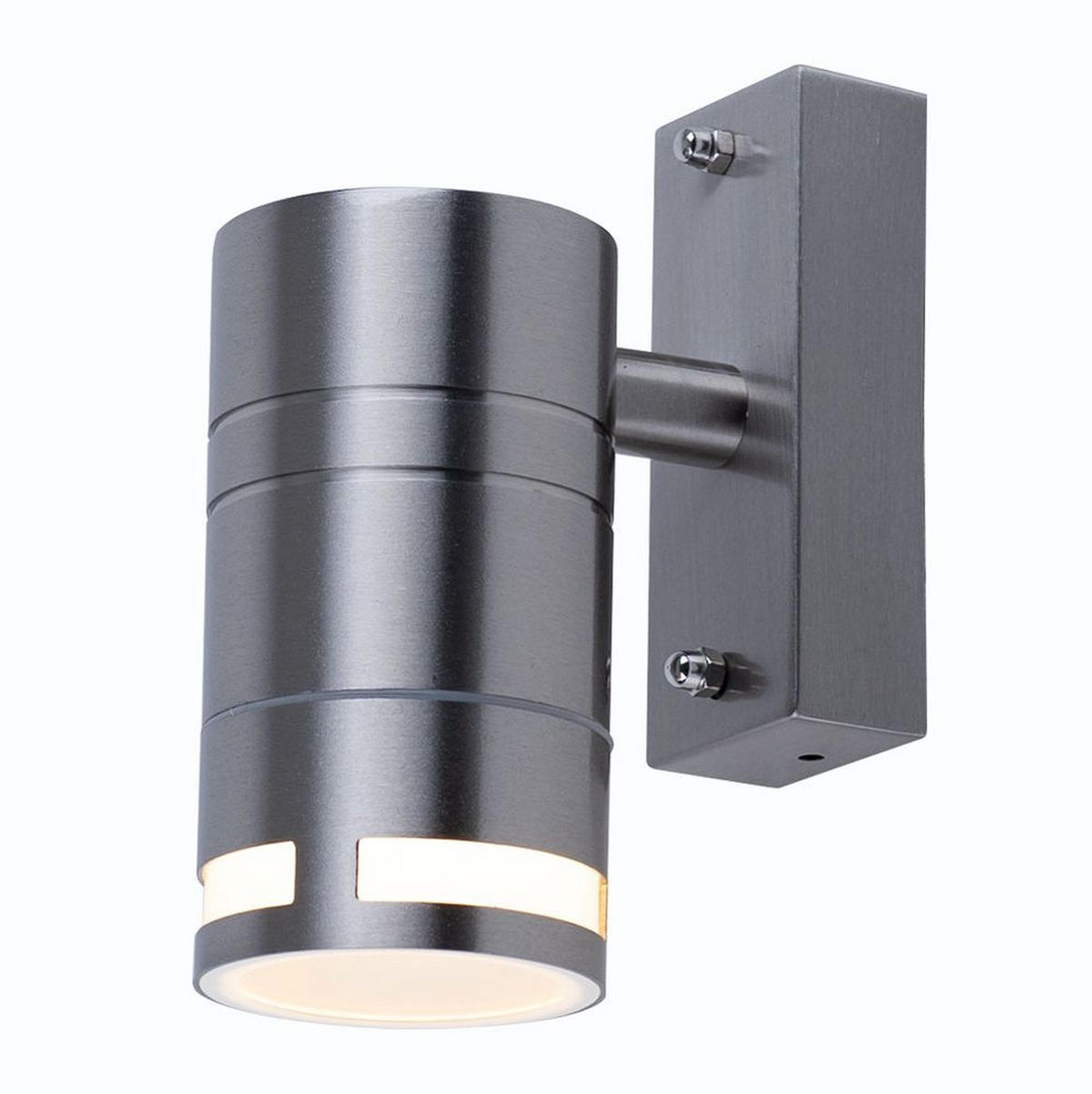 LED AUSSEN-WANDLEUCHTE Edelstahl Silber - Silberfarben, Glas (6/12.5/11cm)