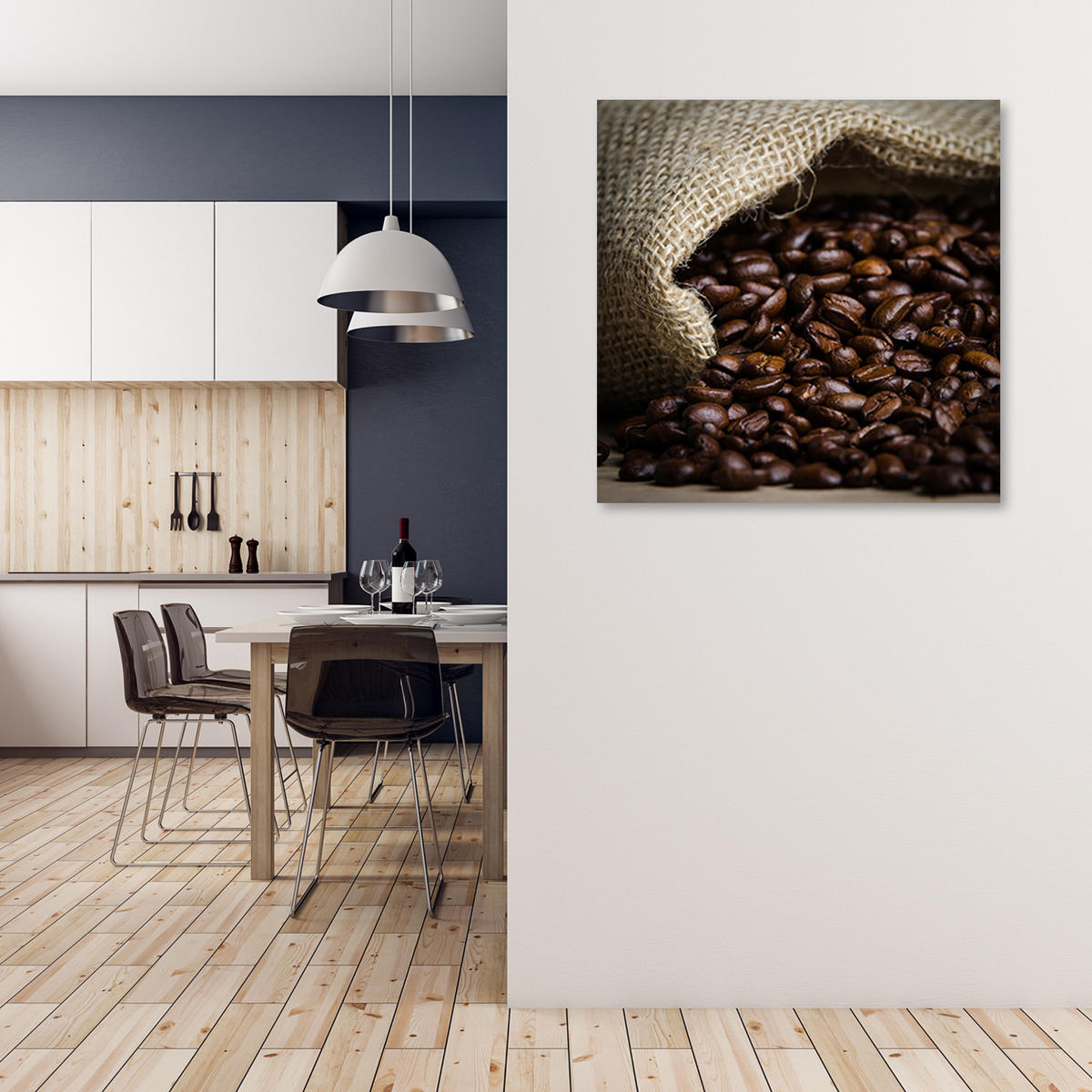 WANDBILD kaffeebohnen - Braun, Textil (50/50cm) - Feeby