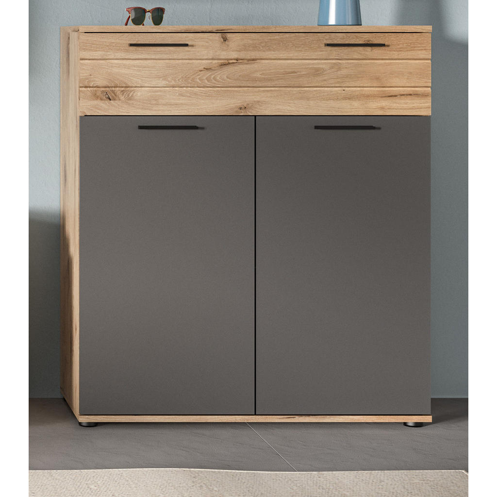 Thumbnail - Inn.Furn Schuhkommode, Eiche, Holzwerkstoff, Nachbildung,Eiche, 4 Fächer, 1 Schubladen, Rechteckig, 90x104x37 cm, Garder...