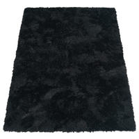 TEPPICH Hochflor Shaggy waschbar Unifarben Schlafzimmer schmutzabweisend Schwarz Rechteckig 160x220 - Schwarz, Textil (160/220cm) - KADIMA DESIGN