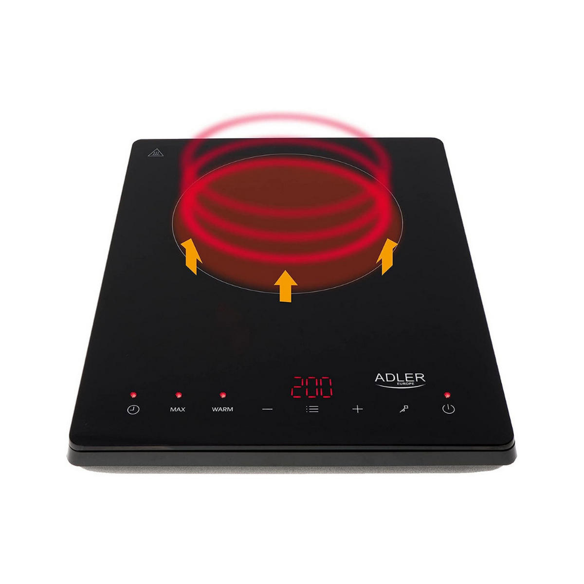 INDUKTIONSKOCHFELD AD6513 2000W Einzelplatte Tragbar Schwarz - Schwarz, Glas (29/7/36cm) - Adler