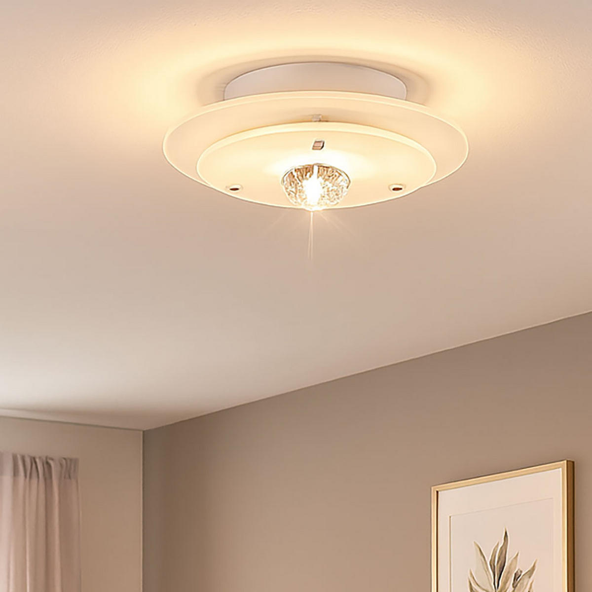 DECKENLEUCHTE Metall Glas Weiß - Weiß, Glas (22/22/12cm) - Esto