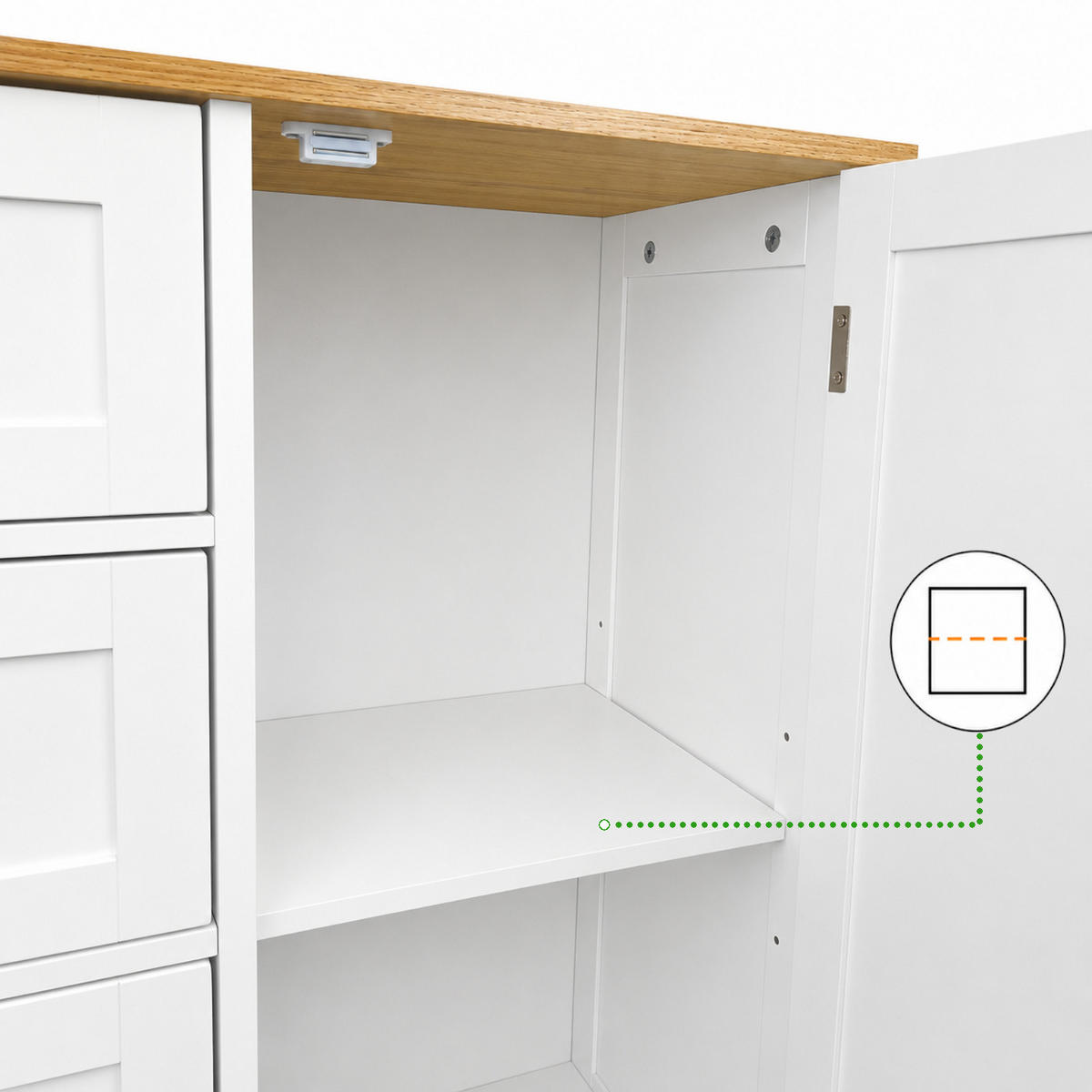 BADEZIMMERSCHRANK MDF Weiß Eiche 4 Schubladen 1 Tür 60x30x80 cm - Weiß, Holzwerkstoff (60/80/30cm) - Begryf