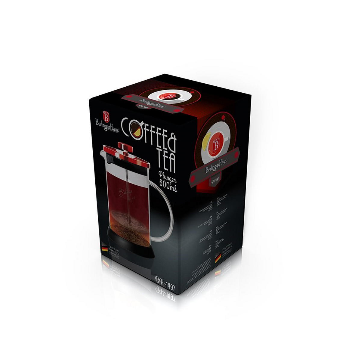 TEEKANNE Schwarz 10/10/17 cm BH1497 - Schwarz, Glas (0.6L) - Berlinger Haus