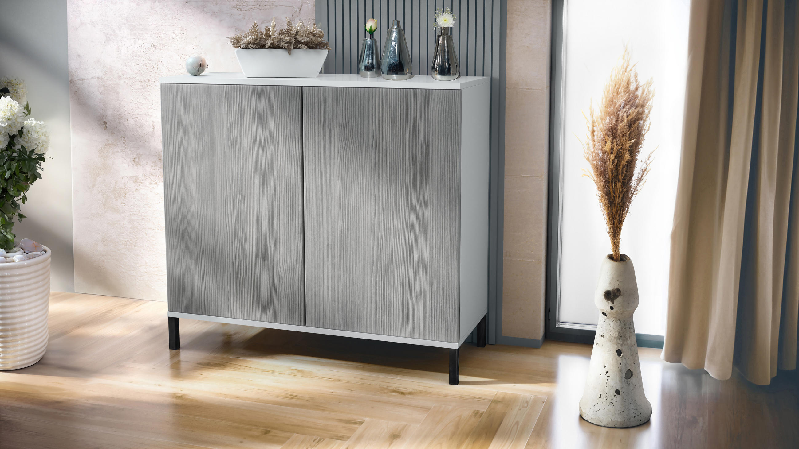 KOMMODE Skadu Avola-Anthrazit - Anthrazit, Holzwerkstoff (92.5/83.5/35cm) - Vladon