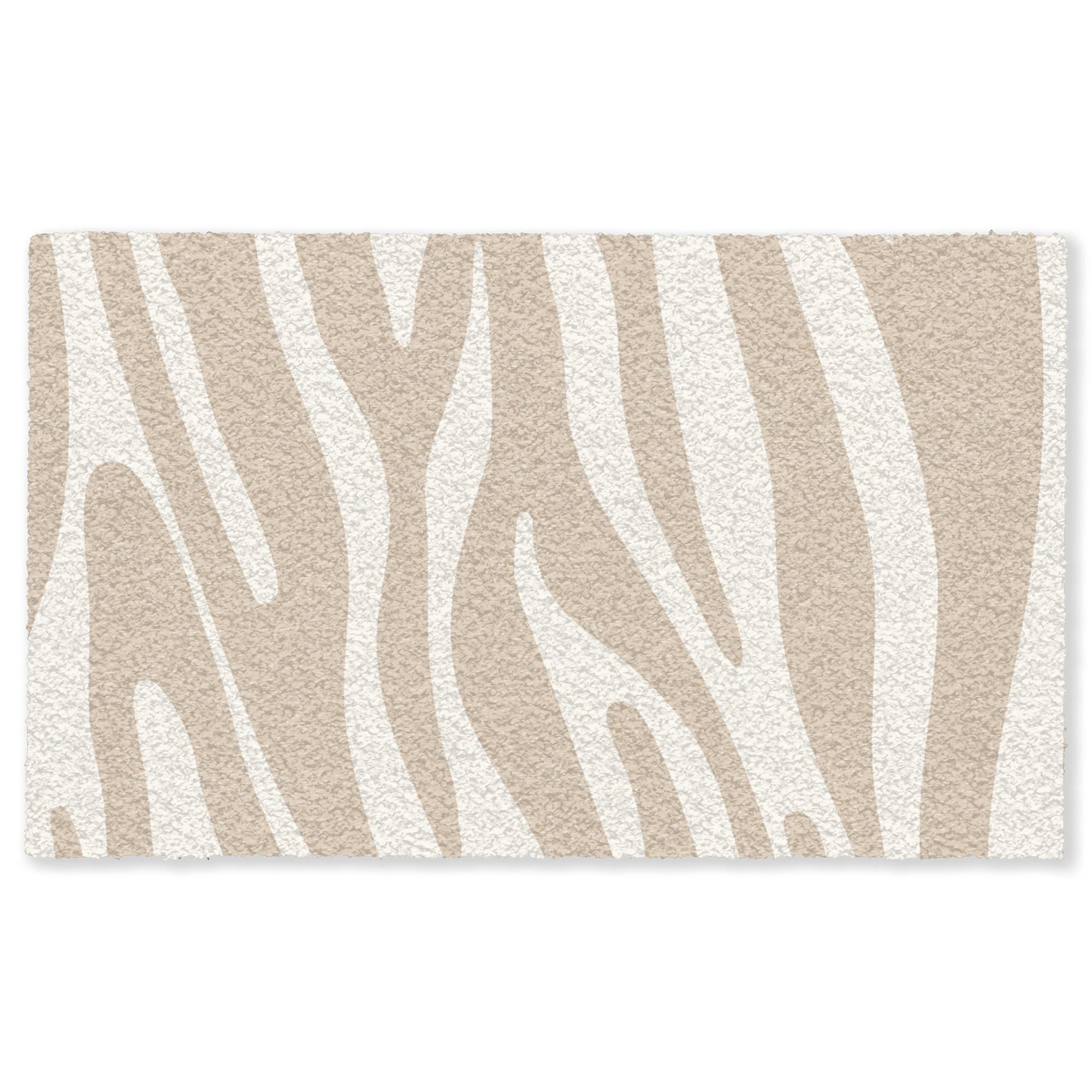 FUSSMATTE Zebramuster - Beige - Weiß - Tiermuster Schmutzfänger 150x90 cm - Beige, Kunststoff (150/90cm) - MuchoWow
