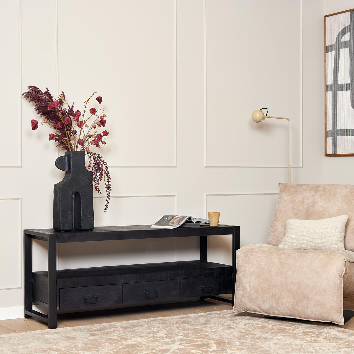 TV-MÖBEL Boaz Schwarz 45/150/60 cm - Schwarz, Holz (150/60/45cm) - Starfurn