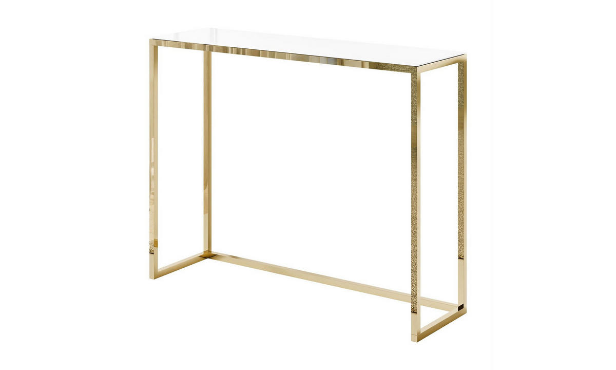 KONSOLE MODERN II GLASS 100/30/79 cm Goldchrom/Weiß - Goldfarben/Weiß, Glas/Metall (100/79/30cm) - Lookway