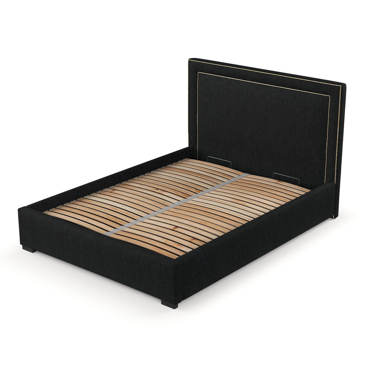 POLSTERBETT Como Schwarz 120/200 cm im Webstoff - Schwarz/Naturfarben, Holz/Holzwerkstoff (120/200cm) - Maison de Reve