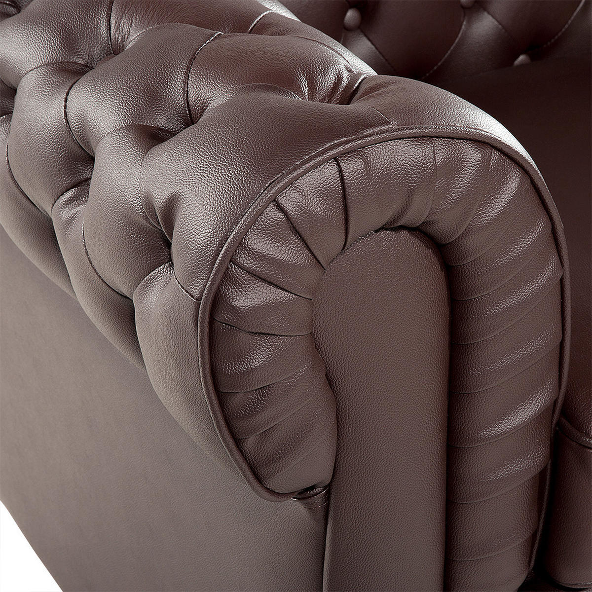 SESSEL Leder braun Chesterfield - Braun, Leder (108/70/77cm) - Beliani