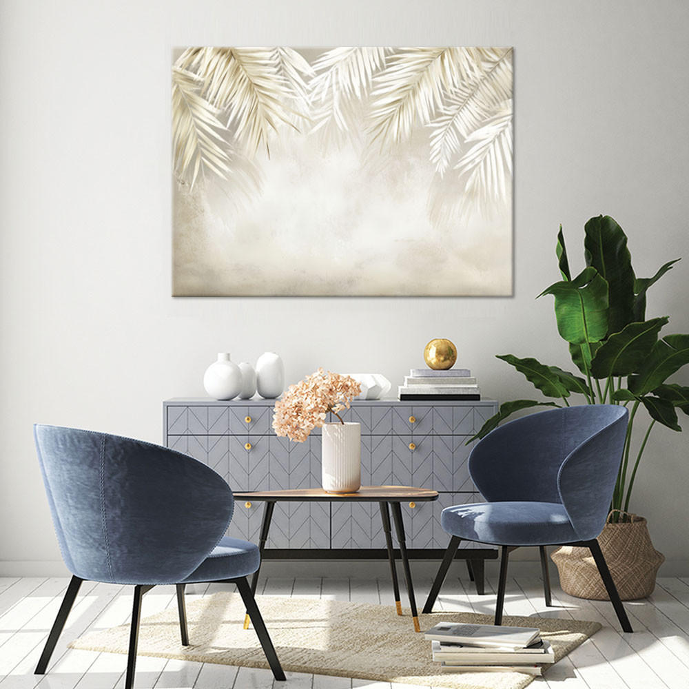 WANDBILD palmblätter hängen beige - Beige, Textil (60/40cm) - Feeby