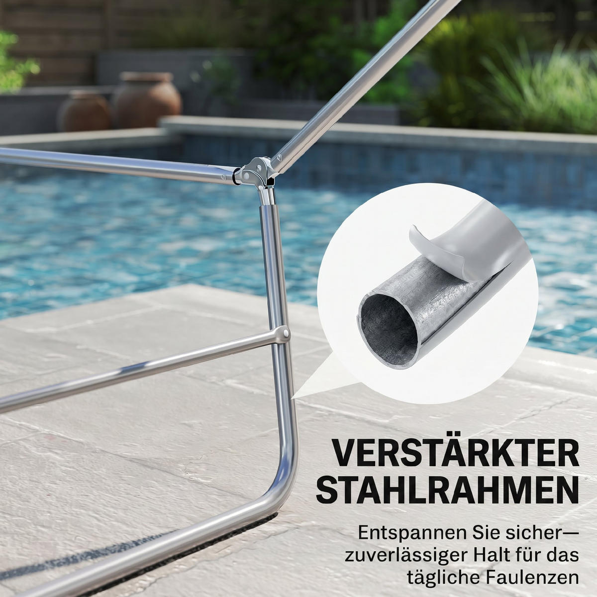 SONNENLIEGE klappbar verstellbar Gartenliege mit Kopfkissen Campingliege 120kg Grün - Grün, Metall (182/28/56cm)