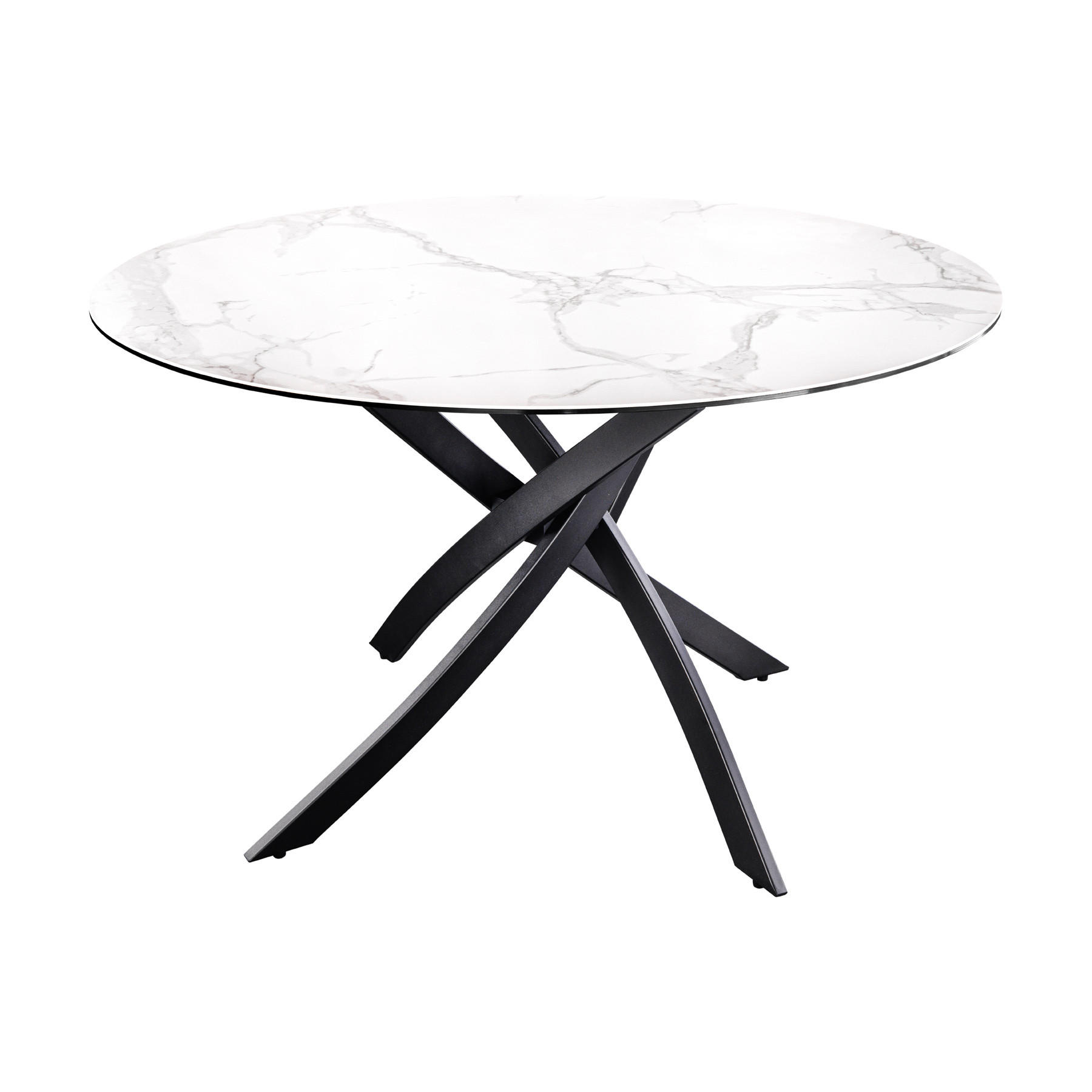ESSTISCH ALPINE Keramik Weiß 120 cm - Schwarz/Weiß, Keramik/Metall (120/120/76cm) - riess-ambiente