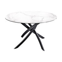 ESSTISCH ALPINE Keramik Weiß 120 cm - Schwarz/Weiß, Keramik/Metall (120/120/76cm) - riess-ambiente