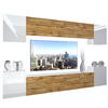 WOHNZIMMERWAND Schrankwand mit LED Weiß / Eiche Wotan Top - Weiß/Braun, Holz (300/180/36cm) - B BELINI GROUP