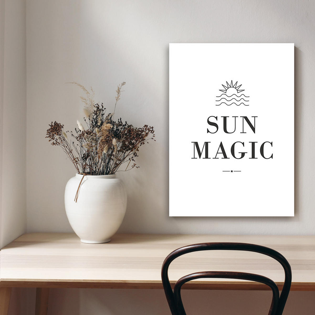 WANDBILD beschriftung sun magic - Schwarz, Textil (40/60cm) - Feeby