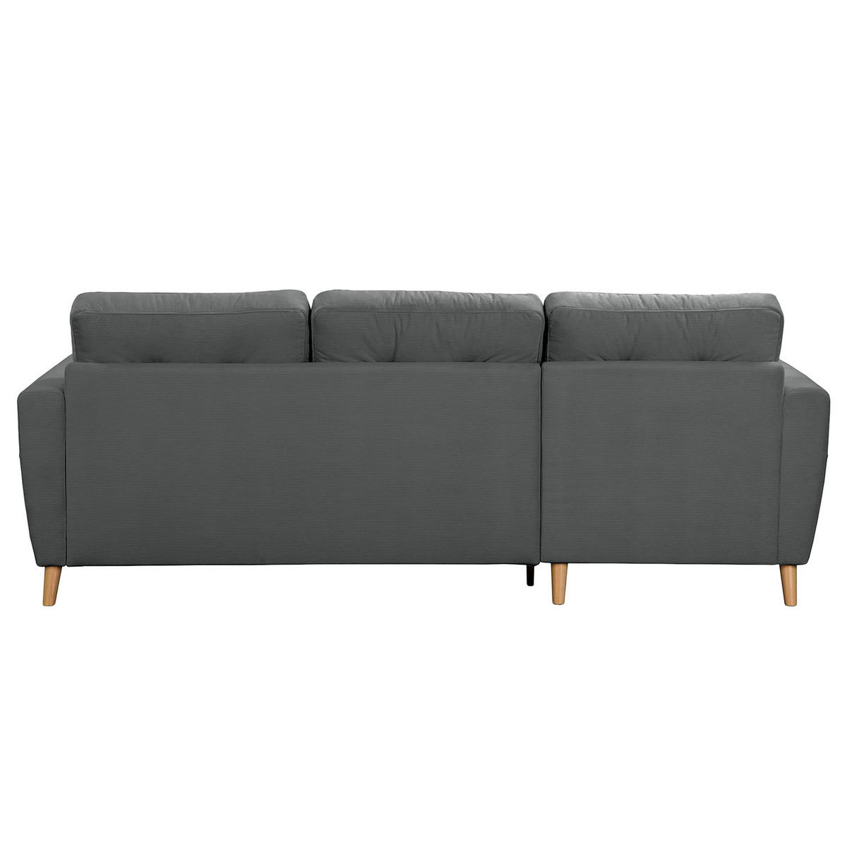 ECKSOFA mit Longchair - Anthrazit/Braun, Holz/Textil (223/148cm) - home24