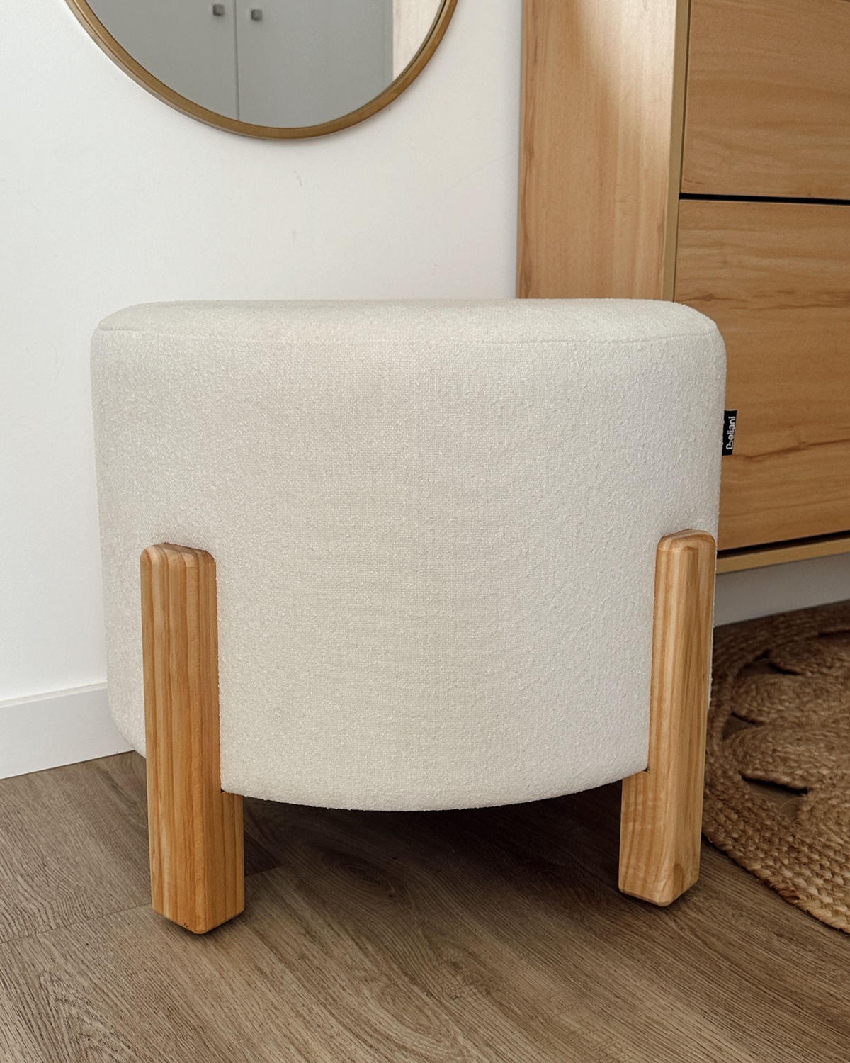 POUF alb crem Terry - maro/alb, material textil (53/43/53cm) - Beliani