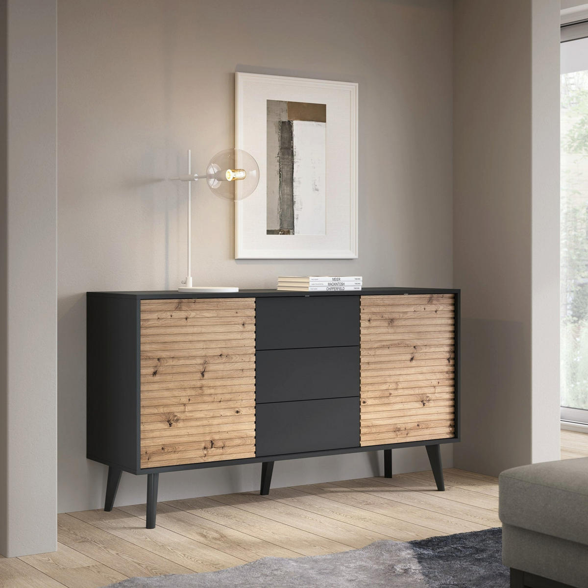 KOMMODE Las - Braun, Holzwerkstoff (154/83/39cm) - Pillovely