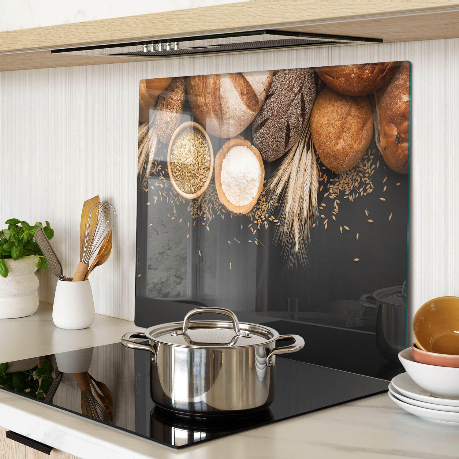 GLASPLATTE 60x52 cm Brot und Weizen - Braun, Glas (60/0.4/52cm) - TULUP